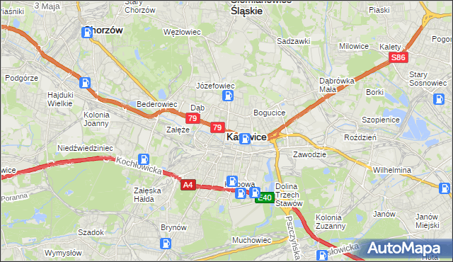 mapa Katowic, Katowice na mapie Targeo