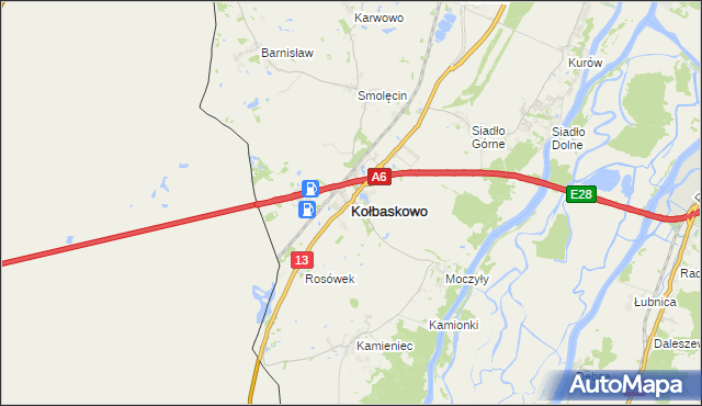 mapa Kołbaskowo, Kołbaskowo na mapie Targeo