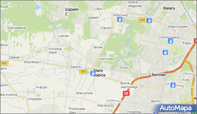 mapa Kwirynów gmina Stare Babice, Kwirynów gmina Stare Babice na mapie Targeo