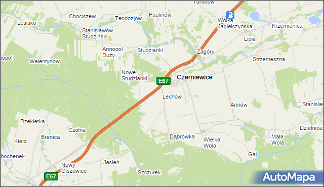 mapa Lechów gmina Czerniewice, Lechów gmina Czerniewice na mapie Targeo