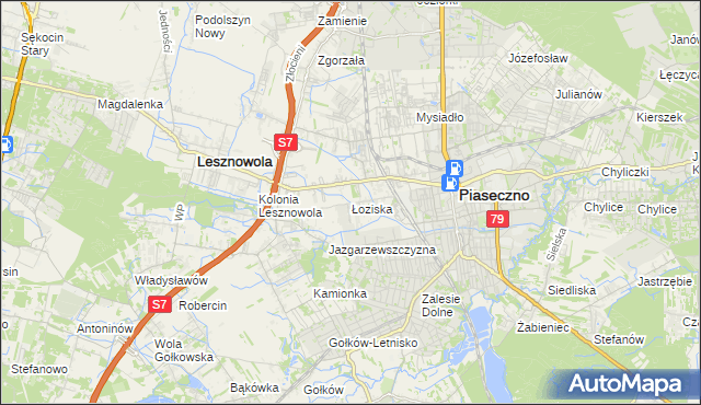 mapa Łoziska, Łoziska na mapie Targeo