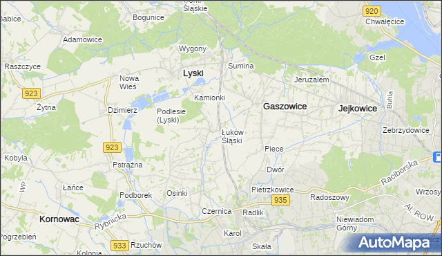 mapa Łuków Śląski, Łuków Śląski na mapie Targeo