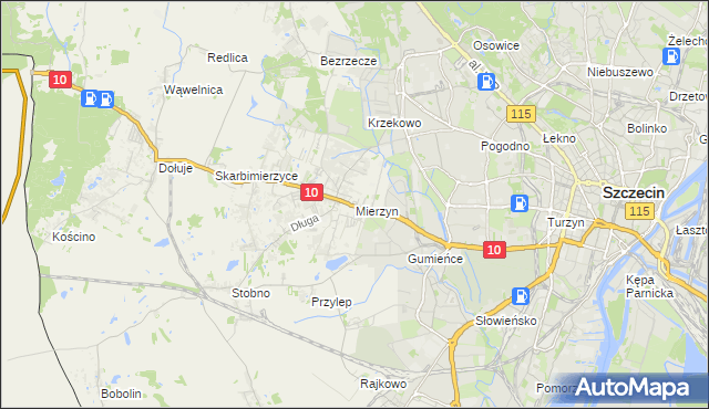 mapa Mierzyn gmina Dobra (Szczecińska), Mierzyn gmina Dobra (Szczecińska) na mapie Targeo