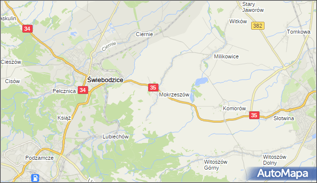 mapa Mokrzeszów, Mokrzeszów na mapie Targeo