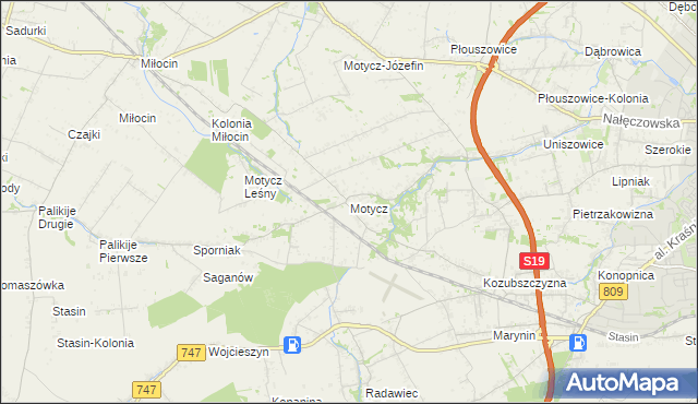 mapa Motycz, Motycz na mapie Targeo