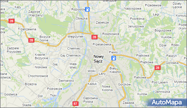 mapa Nowego Sącza, Nowy Sącz na mapie Targeo