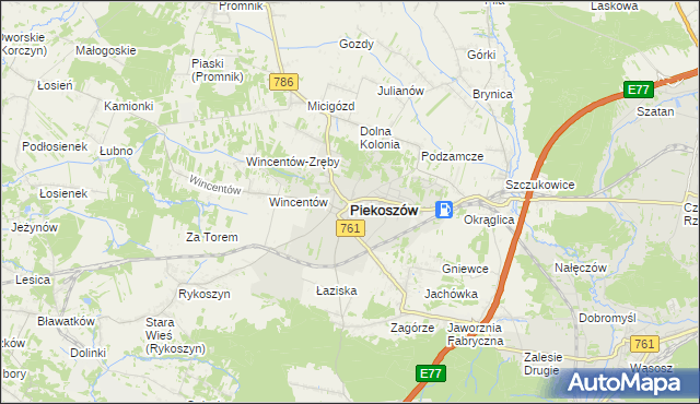 mapa Piekoszów, Piekoszów na mapie Targeo