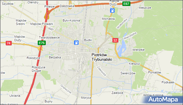 mapa Piotrków Trybunalski, Piotrków Trybunalski na mapie Targeo