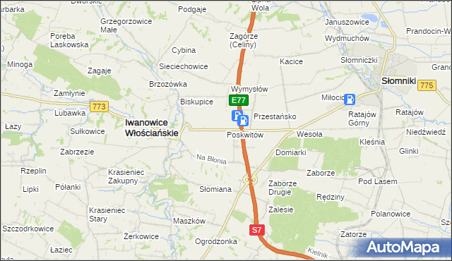 mapa Poskwitów, Poskwitów na mapie Targeo