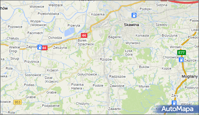 mapa Rzozów, Rzozów na mapie Targeo