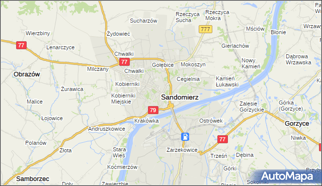 mapa Sandomierza, Sandomierz na mapie Targeo