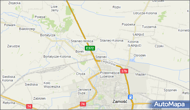 mapa Sitaniec, Sitaniec na mapie Targeo