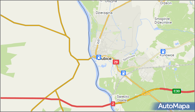 mapa Słubice, Słubice na mapie Targeo