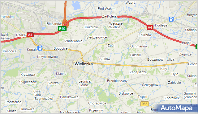 mapa Sułków gmina Wieliczka, Sułków gmina Wieliczka na mapie Targeo