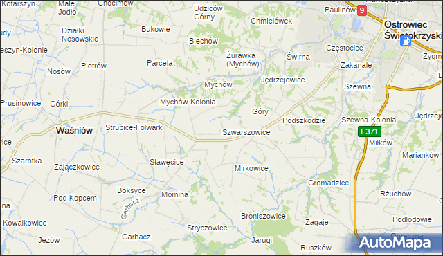 mapa Szwarszowice, Szwarszowice na mapie Targeo