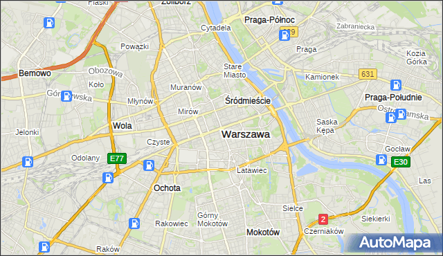 mapa Warszawy, Warszawa na mapie Targeo