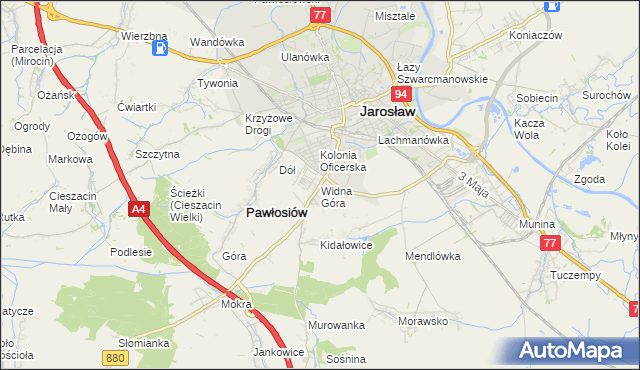 mapa Widna Góra, Widna Góra na mapie Targeo