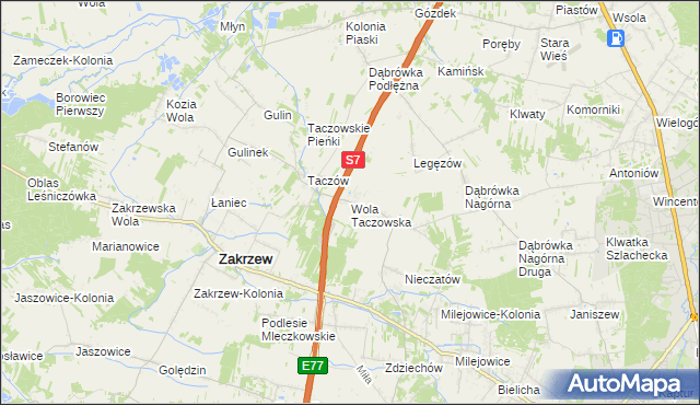 mapa Wola Taczowska, Wola Taczowska na mapie Targeo