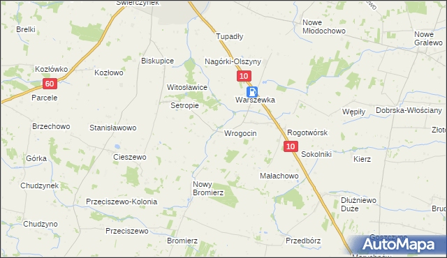 mapa Wrogocin, Wrogocin na mapie Targeo