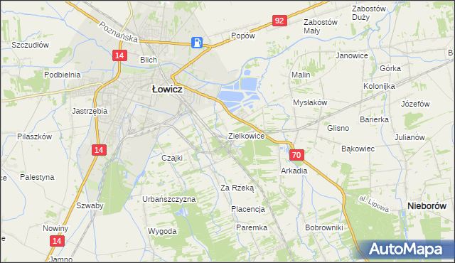 mapa Zielkowice, Zielkowice na mapie Targeo