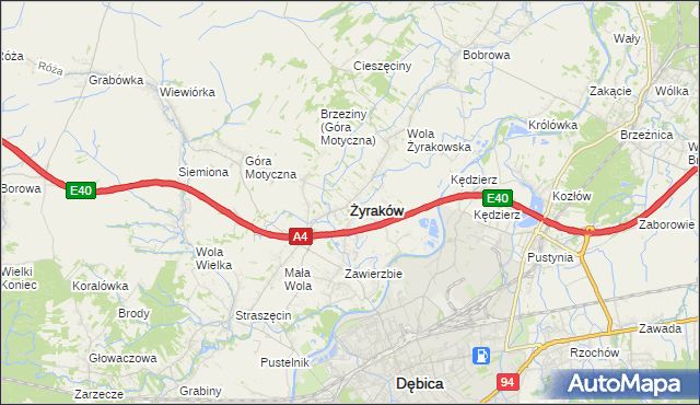 mapa Żyraków, Żyraków na mapie Targeo