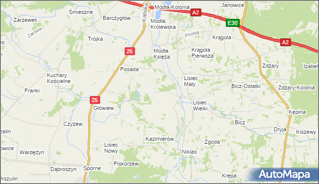 mapa Kruszyna gmina Stare Miasto, Kruszyna gmina Stare Miasto na mapie Targeo