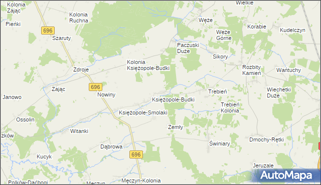 mapa Księżopole-Komory, Księżopole-Komory na mapie Targeo