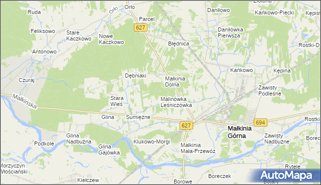 mapa Malinówka Gajówka, Malinówka Gajówka na mapie Targeo