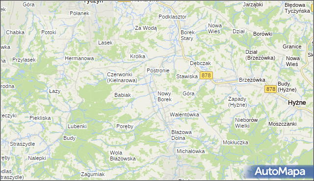 mapa Nowy Borek gmina Błażowa, Nowy Borek gmina Błażowa na mapie Targeo