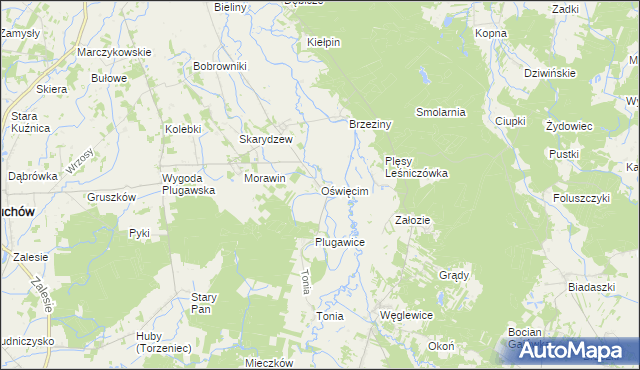 mapa Oświęcim gmina Doruchów, Oświęcim gmina Doruchów na mapie Targeo