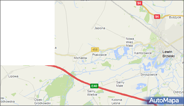 mapa Ptakowice gmina Lewin Brzeski, Ptakowice gmina Lewin Brzeski na mapie Targeo