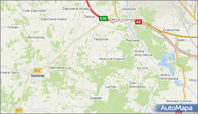 mapa Wołyńce-Kolonia, Wołyńce-Kolonia na mapie Targeo