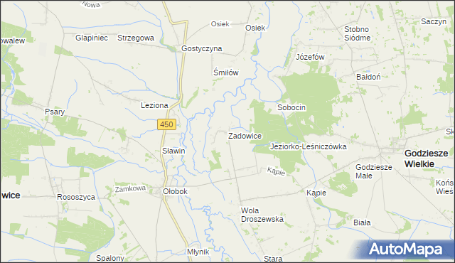 mapa Zadowice, Zadowice na mapie Targeo