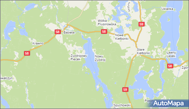 mapa Nowy Zyzdrój, Nowy Zyzdrój na mapie Targeo