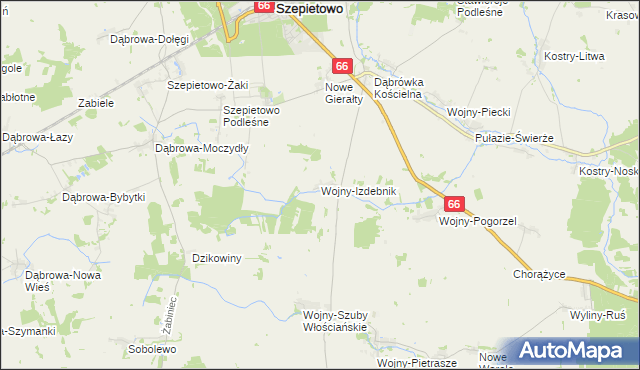 mapa Wojny-Izdebnik, Wojny-Izdebnik na mapie Targeo
