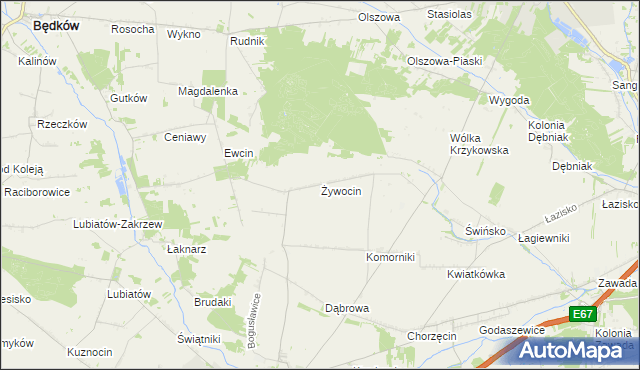 mapa Żywocin, Żywocin na mapie Targeo