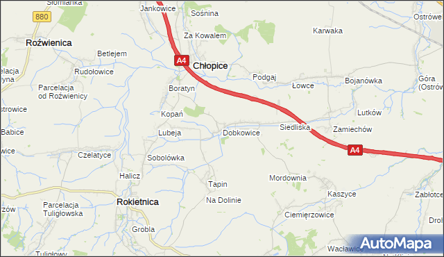 mapa Dobkowice gmina Chłopice, Dobkowice gmina Chłopice na mapie Targeo