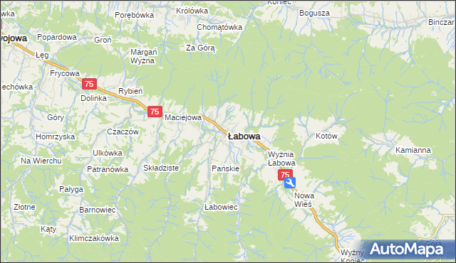 mapa Łabowa, Łabowa na mapie Targeo