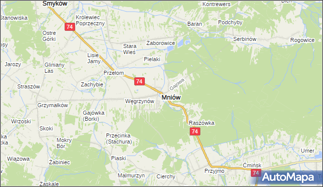 mapa Mniów, Mniów na mapie Targeo