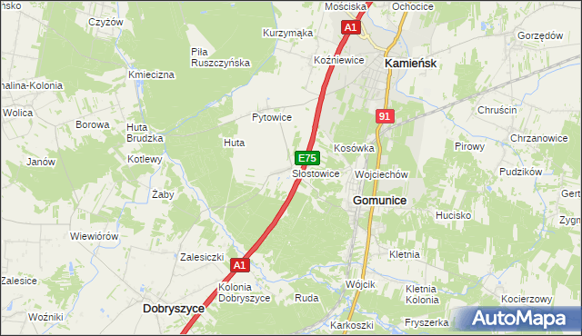 mapa Słostowice, Słostowice na mapie Targeo