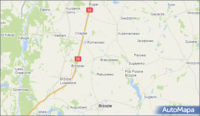 mapa Bratuszewo, Bratuszewo na mapie Targeo