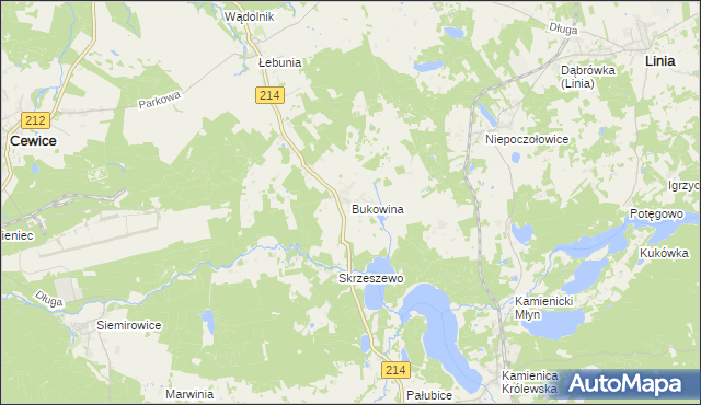 mapa Bukowina gmina Cewice, Bukowina gmina Cewice na mapie Targeo