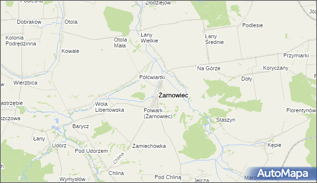 mapa Żarnowiec powiat zawierciański, Żarnowiec powiat zawierciański na mapie Targeo