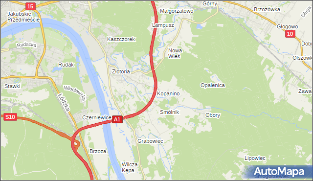 mapa Kopanino gmina Lubicz, Kopanino gmina Lubicz na mapie Targeo