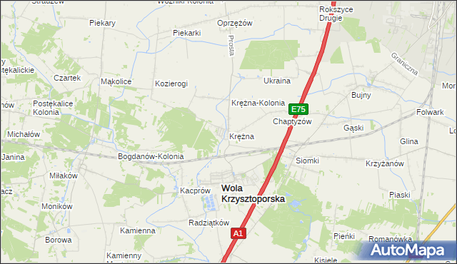 mapa Krężna, Krężna na mapie Targeo