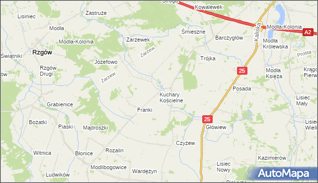 mapa Kuchary Kościelne, Kuchary Kościelne na mapie Targeo