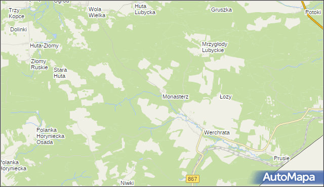 mapa Monasterz, Monasterz na mapie Targeo