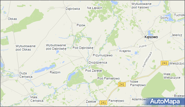 mapa Przymuszewo gmina Kęsowo, Przymuszewo gmina Kęsowo na mapie Targeo