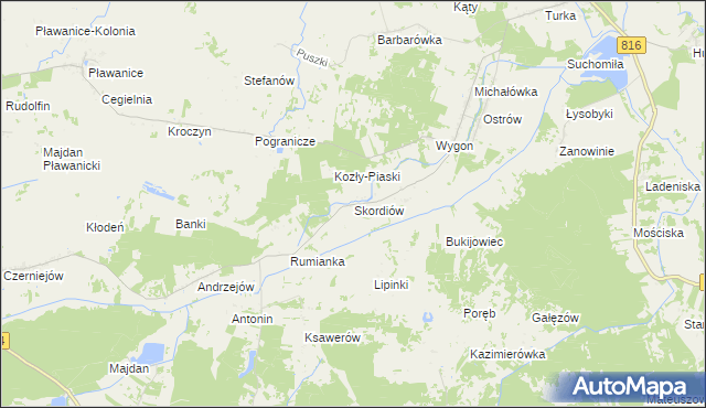 mapa Skordiów, Skordiów na mapie Targeo