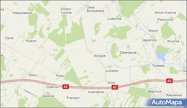 mapa Worgule, Worgule na mapie Targeo